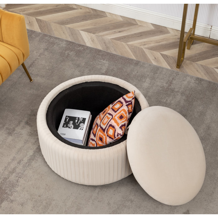 Mercer41 Savinien Upholstered Round Storage Ottoman & Reviews | Wayfair